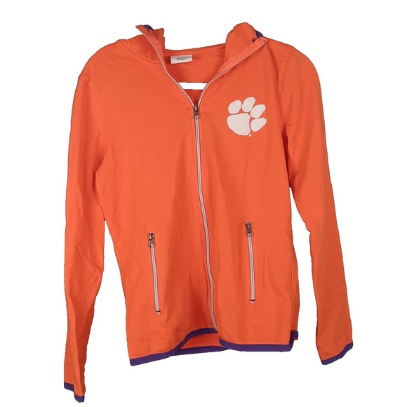 Clemson Tigers Hoodie Women's Large E5 Orange Full‎ Zip Sweatshirt - Picture 1 of 7